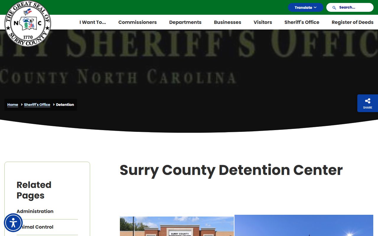Surry County Detention Center official facility page